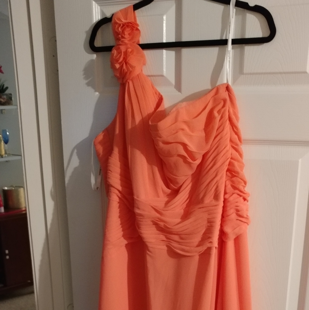 David's bridal Coral (papaya) bridesmaid dress